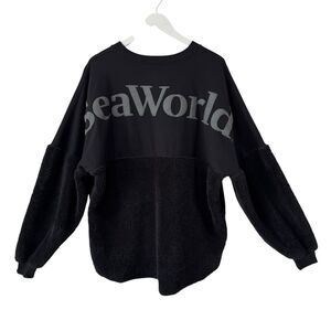 Spirit Jersey Sea World Spell-Out Fleece Black Long Sleeve Shirt Adult Large GUC